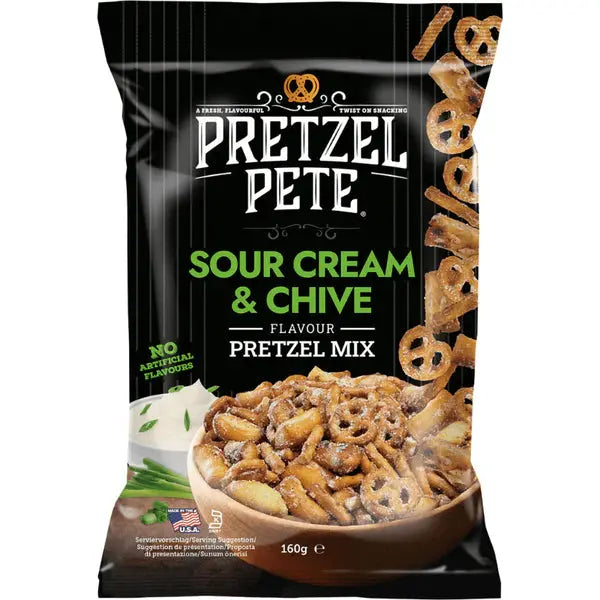 Mélange de bretzels Pete à la crème aigre et à la ciboulette 160g OhMyCandyBox